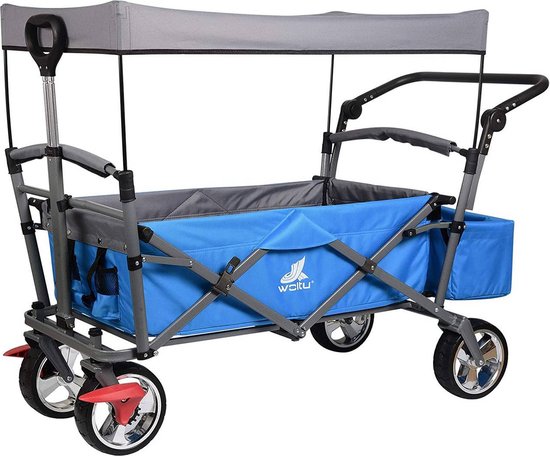 Kamyra® Bolderkar Opvouwbaar - Bolderwagen, Tuinkar, Transportkar - 80 kg Laadvermogen - 120x51x93cm - Turquoise van Kamyra