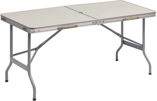 Kamyra® Campingtafel Inklapbaar - Kampeertafel, Partytafel - Lichtgewicht - Aluminium MDF - 150x60x69.5 cm - Beige / Grijs van Kamyra