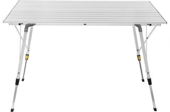 Kamyra® Campingtafel Inklapbaar - Kampeertafel, Partytafel - Lichtgewicht - Verstelbaar 59 - 78.5 cm - Aluminium - 120x68.5 - Zilver van Kamyra