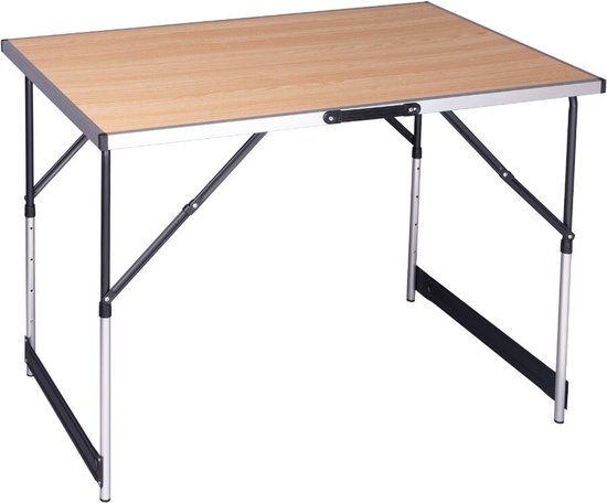 Kamyra® Campingtafel Inklapbaar - Kampeertafel, Partytafel - Opvouwbaar, Lichtgewicht & In Hoogte Verstelbaar - Aluminium/Hout van Kamyra