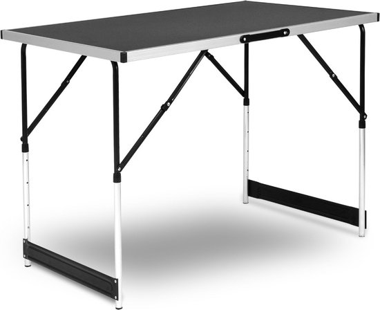 Kamyra® Campingtafel Inklapbaar - Kampeertafel, Partytafel - Opvouwbaar, Lichtgewicht & In Hoogte Verstelbaar - Zwart