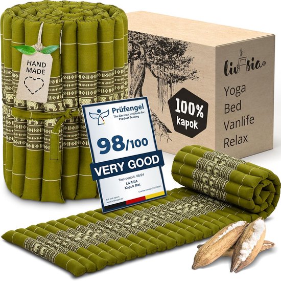 Kapok Rolmatras 200x50x4,5cm - Comfortabel Gastenbed of Yogamat - Handgemaakt en Duurzaam van Naya Nayon