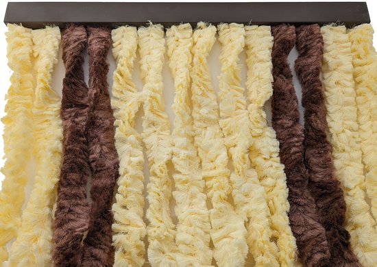 Kariko kattenstaart vliegengordijn - voor caravan - chenille - 185 x 56 cm - geel/bruin