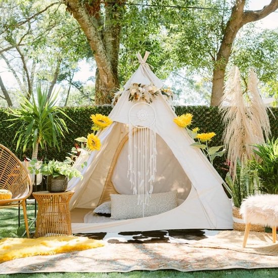 Katoenen Canvas Tent - Tipi Piramide - Kamperen Buiten - Waterdichte Naden - 210x210x200cm