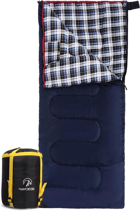 Katoenen flanellen 3-seizoenen slaapzak voor camping - Warm en comfortabel voor volwassenen met envelop ontwerp (2/3/4 pond vulling) van Merkloos