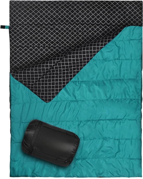 Katoenen Flanellen Dubbele Slaapzak Voor Kamperen - Wandelen - Queen Size Voor 2 Personen - Waterdicht En Lichtgewicht - Geschikt Voor Tent - Vrachtwagen Of Buitenlucht
