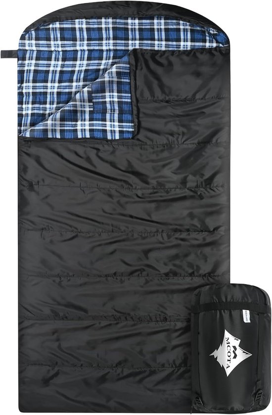 Katoenen flanellen slaapzak - 100% katoenen voering - XL 230x90 cm - Voor 3-4 seizoenen
