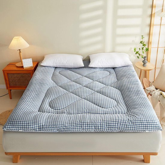 Katoenen Futon Matras - Vloermatras Slaapmat - Comfortabel Slapen - Elastische Banden - 180x200 cm - J