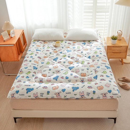Katoenen Futonmatras - Vloermatras Slaapkussen - Comfortabel Slapen - 100% Katoen Vulling - 200x220 cm - E