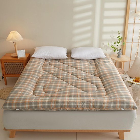 Katoenen Futonmatras - Vloermatras Slaapkussen - Comfortabel Slapen - Elastische Band Bevestiging - 1.2x2.0m - M