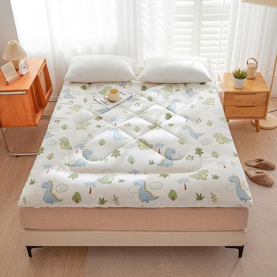 Katoenen Futonmatras - Vloermatras Slaapkussen - Comfortabel Slapen - Elastische Band Bevestiging - 200x220 cm - F