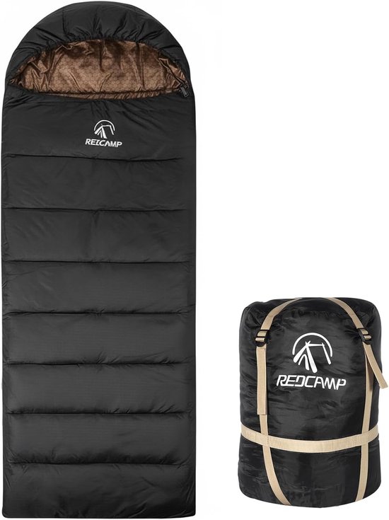 Katoenen Slaapzak - Dekenmodel Slaapzak - Kamperen en Reizen - XXXL Oversized Pasvorm - 220 x 84 cm - Zwart
