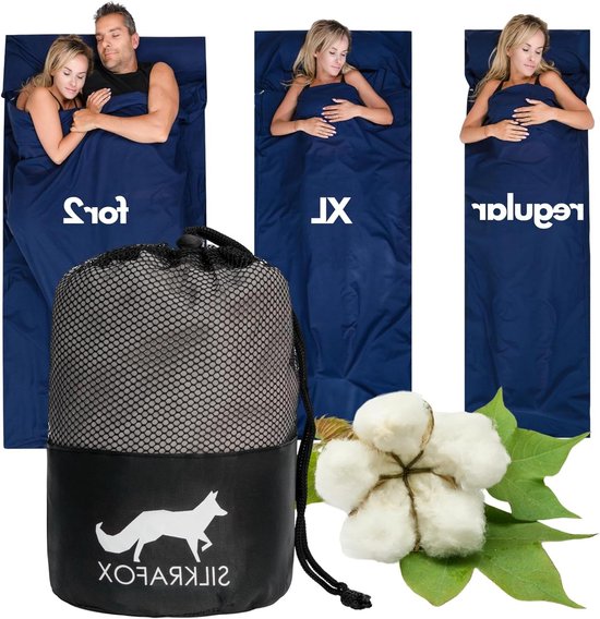 Katoenen Slaapzak - Lichtgewicht Zomer - Reizen Kamperen - Met Kussencompartiment - 95 x 210 cm - Grijs