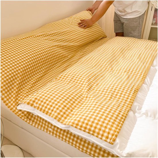 Katoenen Slaapzakvoering - Reis Laken - Comfortabel Reizen - Huidvriendelijk Ademend - 160x210cm - Geel