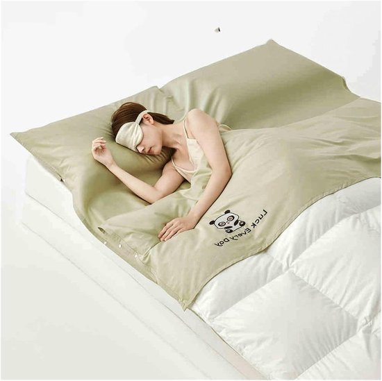 Katoenen Slaapzakvoering - Reislaken Dekbed - Reizen Kamperen - Met Rits - 190x210cm - Groen