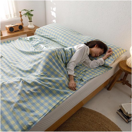 Katoenen Slaapzakvoering - Reislaken Hotel - Comfortabel Slapen - Gewassen Katoen - 80x210cm - Groen