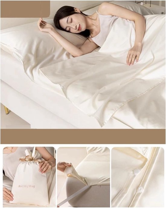 Katoenen Slaapzakvoering - Reislaken Slaapzak - Comfortabel Slapen - 100% Langstapelig Katoen - 120x210cm - Beige