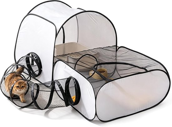 Katten vervoersbox - Grijs - 100 x 50 x 70 cm - Opvouwbare Draagbare Tent van Oxford Stof - Voor Kleine Huisdieren