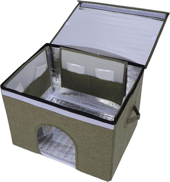 Kattenkoelhuis - Opvouwbaar huis - Koel blijven - Inclusief ijspakken - 52 x 41 x 6 cm - Groen