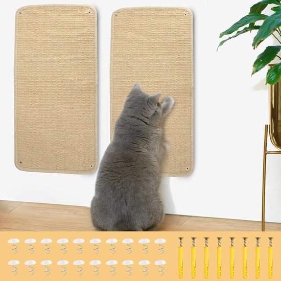Kattenkrabmat 2 stuks - Duurzaam en Antislip Sisal voor Meubelbescherming van Navaris