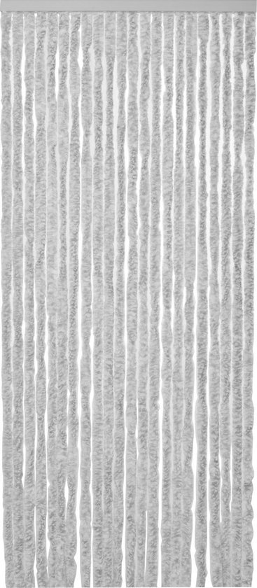 Kattenstaart deurgordijn 100x240 grijs/wit 100% polypropyleen in draagtas van Merkloos