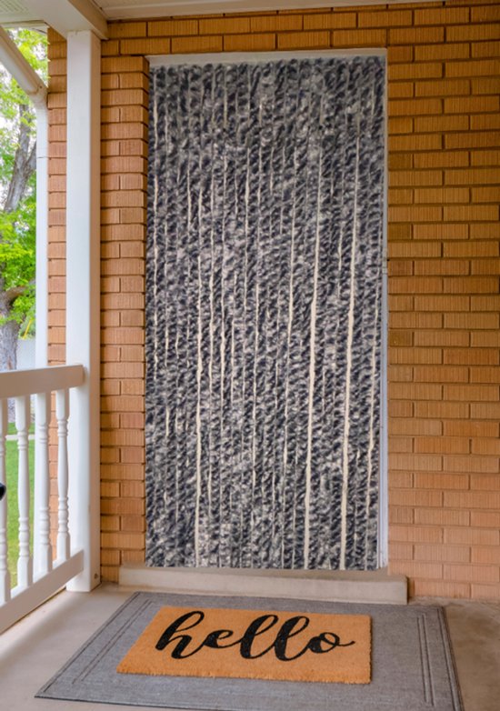 kattenstraat vliegengordijn grijs blauw gemeleerd 90x200 cm van Merkloos