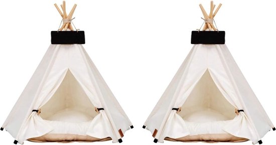 Kattentent - Huisdier tent - Dierenhuis - Kattenhol – Kattenhuis - Kattenmand - Dierentent - Katten Tipi Tent – Voor Binnen –50 x 40 x 60 cm van Guus & Guusje