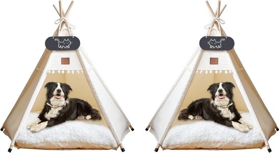 Kattentent - Huisdier tent - Dierenhuis - Kattenhol – Kattenhuis - Kattenmand - Dierentent - Katten Tipi Tent – Voor Binnen - 50 x 50 x 60 cm van Lukiera