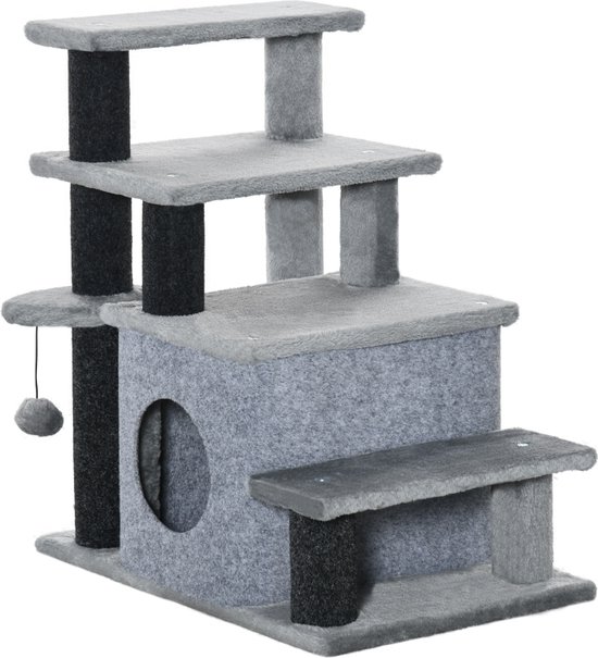 Kattentrap - Krabpaal - Kattenkrabpaal - Huisdierentrap - Hondentrap - Trapje - Opstapje - 60 x 40 x 66 cm van Vidaxl