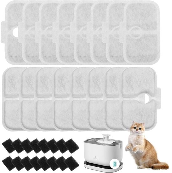 Kattenwaterfonteinfilter 32 stuks - geschikt voor - Petlibro kattenwaterfontein PLWF105/PLWF115/PLWF005, 16 filterpatronen en 16 schuimsponzen van Petlibro