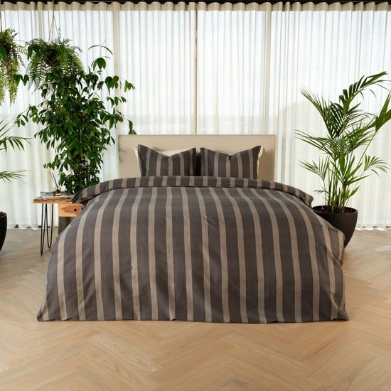Kayori Dasshu Dekbedovertrek Katoensatijn a - 140x200-220 + 1 sloop - Eenpersoons - Antracite van Kayori