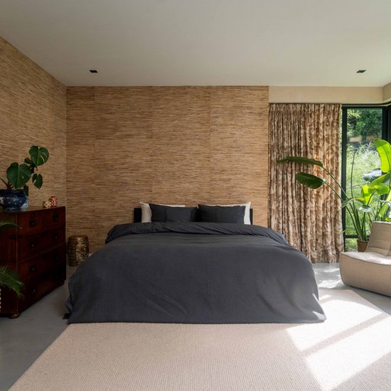 Kayori Erimo Dekbedovertrek Egyptisch Katoen - 240x200-220 cm +2 slopen - Lits-jumeaux - 300 TC Premium Hotelkwaliteit - Antracite van Merkloos