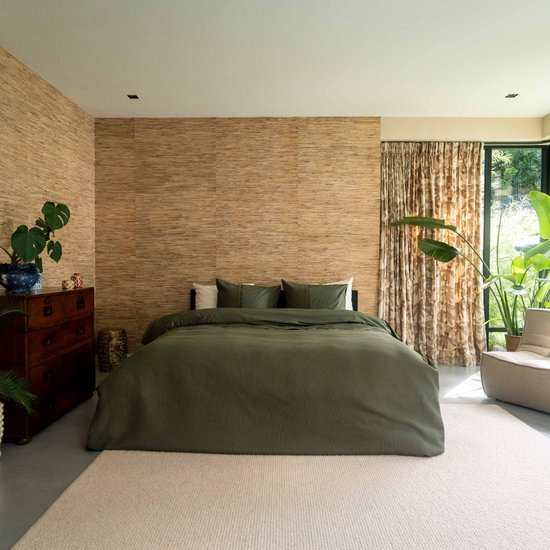 Kayori Erimo Dekbedovertrek Egyptisch Katoen - 240x200-220 cm +2 slopen - Lits-jumeaux - 300 TC Premium Hotelkwaliteit - Donkergroen van Merkloos