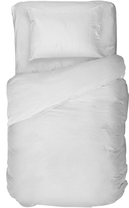 Kayori Ine Dekbedovertrek Linnen - 140x200-220 + 1 sloop - Eenpersoons - Licht & Luchtig - Wit van Merkloos