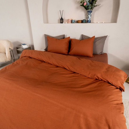 Kayori Kai Dekbedovertrek Katoen - 200x200-220 + 2 slopen - Tweepersoons - Biologisch Katoen - Bruin van Kayori