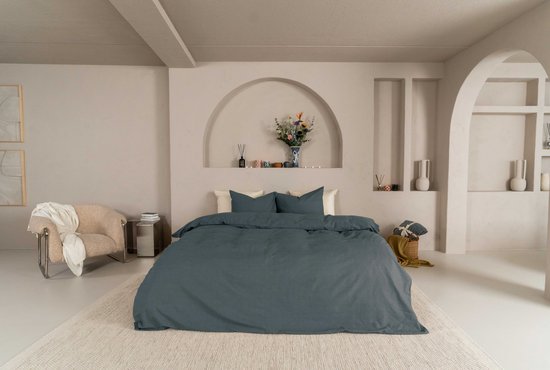 Kayori Kai Dekbedovertrek Katoen - 240x200-220 + 2 slopen - Lits-jumeaux - Biologisch Katoen - Antracite van Merkloos