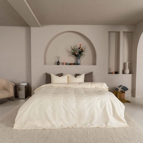 Kayori Kai Dekbedovertrek Katoen - 240x200-220 + 2 slopen - Lits-jumeaux - Biologisch Katoen - Offwhite van Merkloos