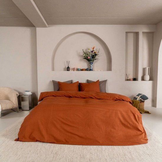 Kayori Kai Dekbedovertrek Katoen - 260x200-220 + 2 slopen - Lits-jumeaux - Biologisch Katoen - Bruin van Kayori