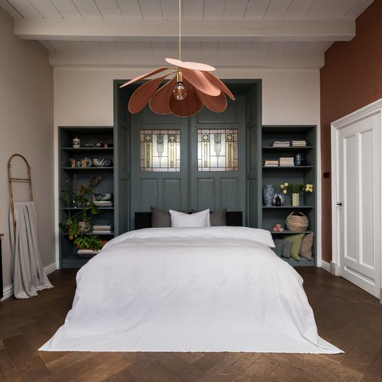 Kayori Kora Dekbedovertrek Katoensatijn - 200x200-220 + 2 slopen - Tweepersoons - Hotelkwaliteit - Wit van Kayori