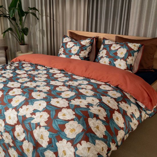 Kayori Makoto Dekbedovertrek Katoensatijn - 140x200-220 + 1 sloop - Eenpersoons - Zacht, Ademend & Vochtregulerend - Multi van Merkloos