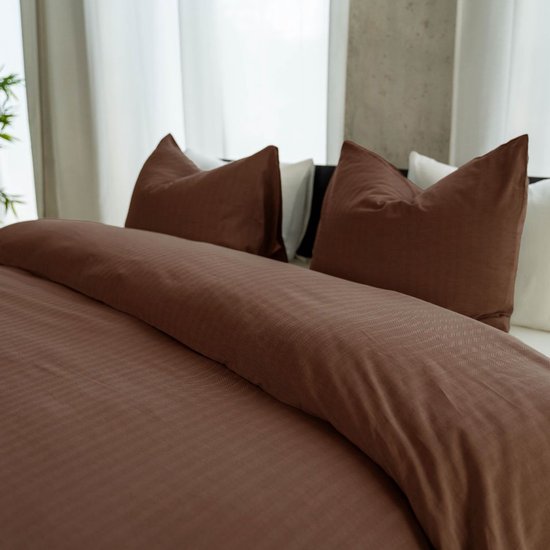 Kayori Naka Dekbedovertrek Katoen 200x200-220 + 2 slopen cm - Tweepersoons - GOTS Gecertificieerd Katoen - Burgundy van Kayori