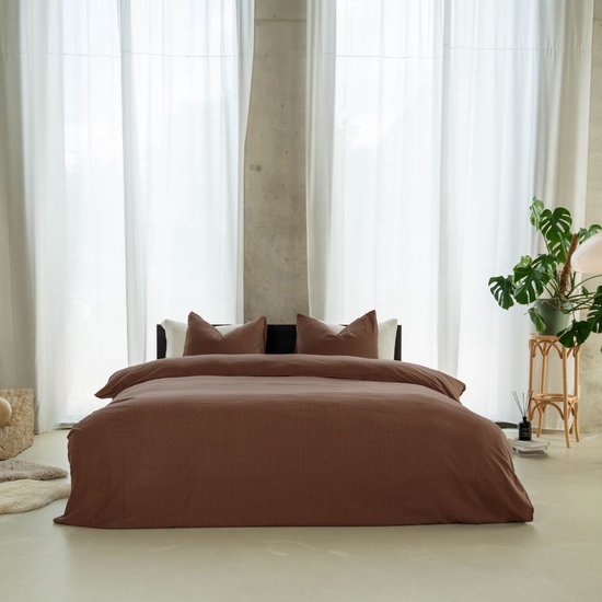 Kayori Naka Dekbedovertrek Katoen 260x200-220 +2 slopen cm - Lits-jumeaux - GOTS Gecertificieerd Katoen - Burgundy van Kayori