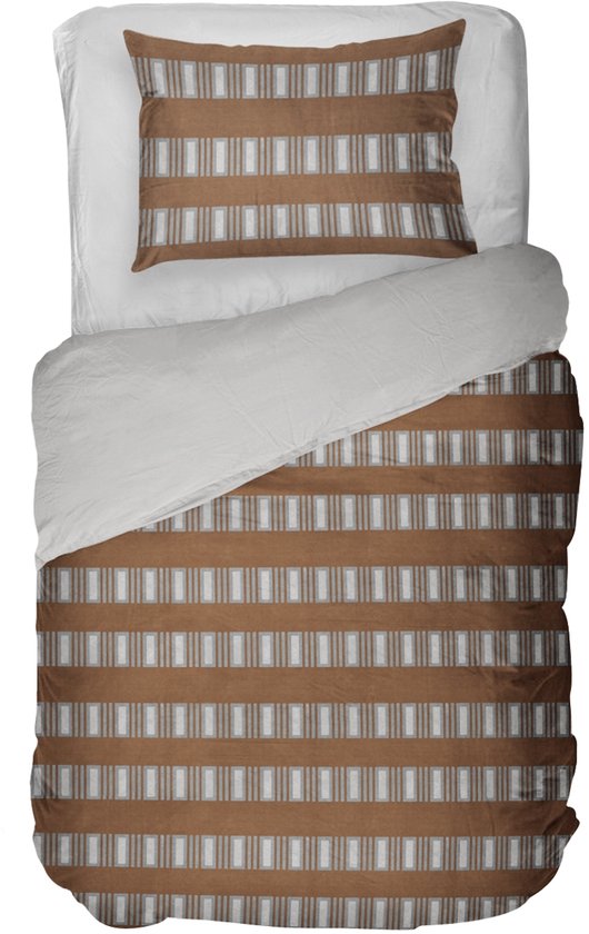 Kayori Ozora Dekbedovertrek Katoensatijn - 140x200-220 + 1 sloop - Eenpersoons - Zacht, Ademend & Vochtregulerend - Bruin van Kayori