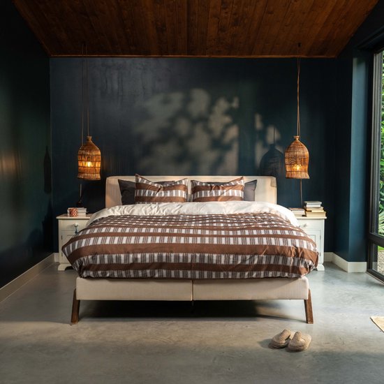 Kayori Ozora Dekbedovertrek Katoensatijn - 200x200-220 + 2 slopen - Tweepersoons - Zacht, Ademend & Vochtregulerend - Bruin van Kayori