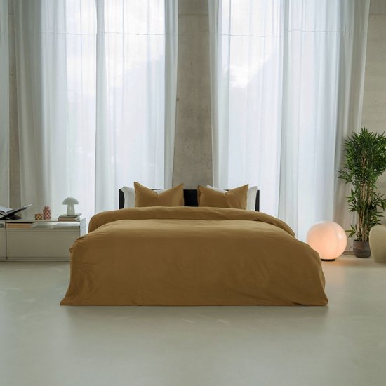 Kayori Saya Dekbedovertrek Katoensatijn - 240x200-220 +2 slopen - Lits-jumeaux - Biologisch Katoen - Brons van Merkloos