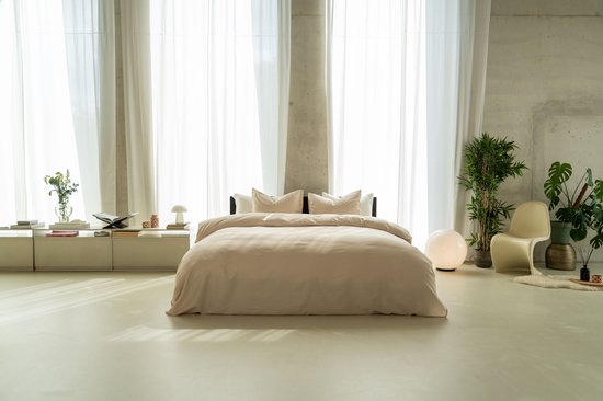 Kayori Saya Dekbedovertrek Katoensatijn - 260x200-220 +2 slopen - Lits-jumeaux - Biologisch Katoen - Zand van Merkloos