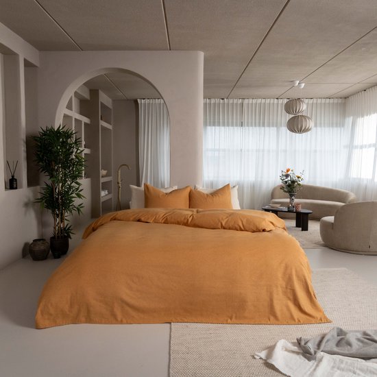 Kayori Showa Dekbedovertrek Flanel - 140x200-220 + 1 sloop - Eenpersoons - Goud van Merkloos