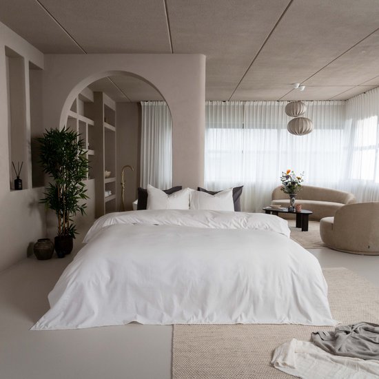 Kayori Showa Dekbedovertrek Flanel - 240x200-220 + 2 slopen - Lits-jumeaux - Wit van Kayori