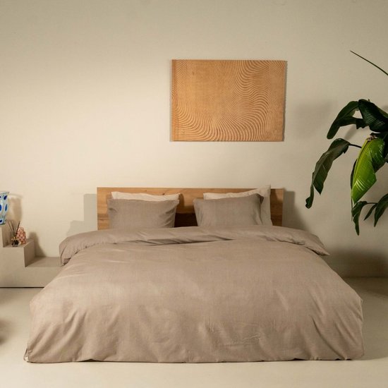 Kayori Susa Dekbedovertrek Flanel - 140x200-220 + 1 sloop - Eenpersoons - Warm & Knuffelig - Mokka van Kayori