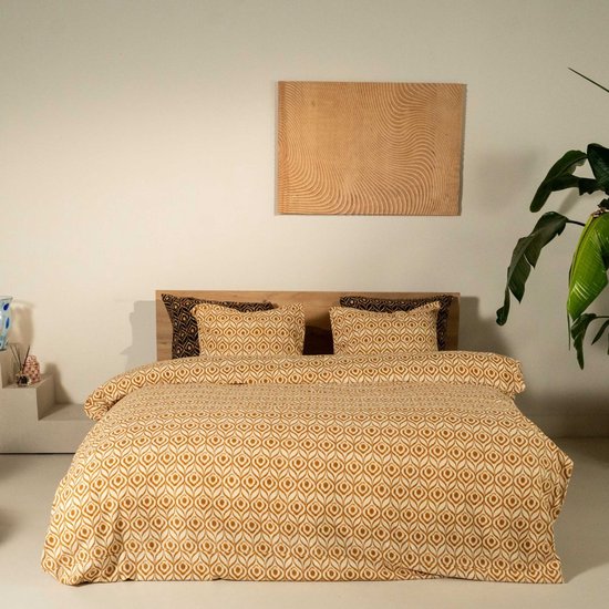 Kayori Yra Dekbedovertrek Flanel - 240x200-220 +2 slopen - Superzacht & Isolerend - Lits-jumeaux - Goud van Kayori